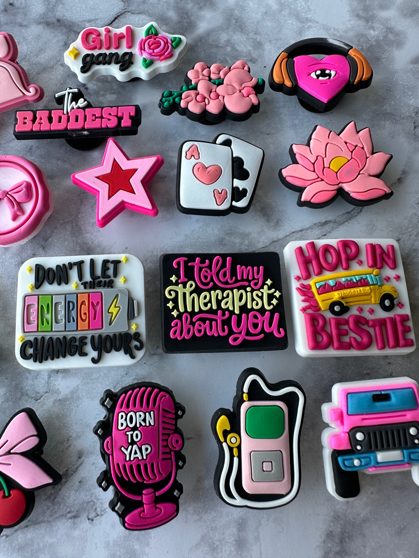 Cute pink charms for Crocs, Croc compatible show charms, pink charms, clog charms