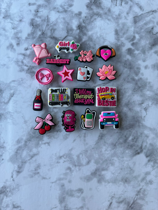 Cute pink charms for Crocs, Croc compatible show charms, pink charms, clog charms