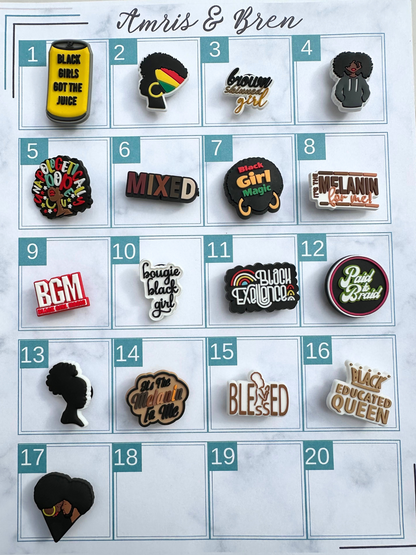 Croc compatible black girl charms,  Empowering and Stylish Accessories for Your Crocs