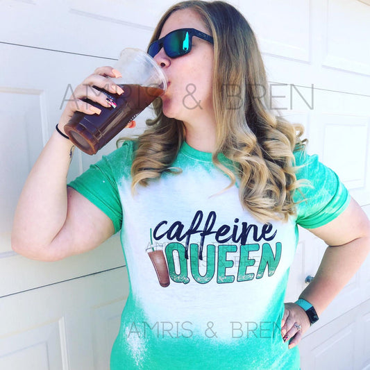 Women&#39;s caffeine Queen shirt, Unisex coffee lover shirt, gift for coffee lover, Mothers Day Shirt, Gift for Friend, Bleached T- Shirt, Cute