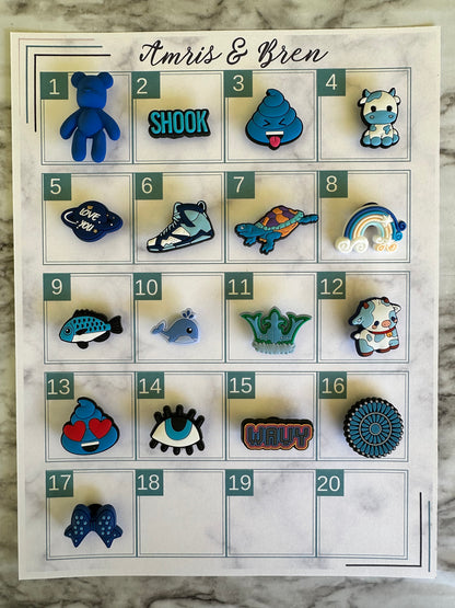 New blue croc compatible charms, popular blue charms, charms for crocs, blue themed charms, shoe charms, shoe decor, cute blue charms