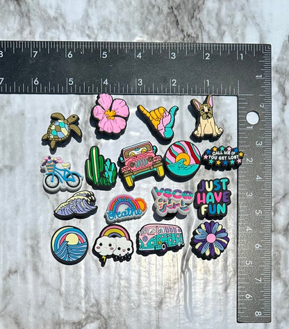 VSCO Girl themed charms for your Crocs, Croc compatible summer and ocean themed shoe charms, Sea turtle charms for crocs, ocean shoe charms