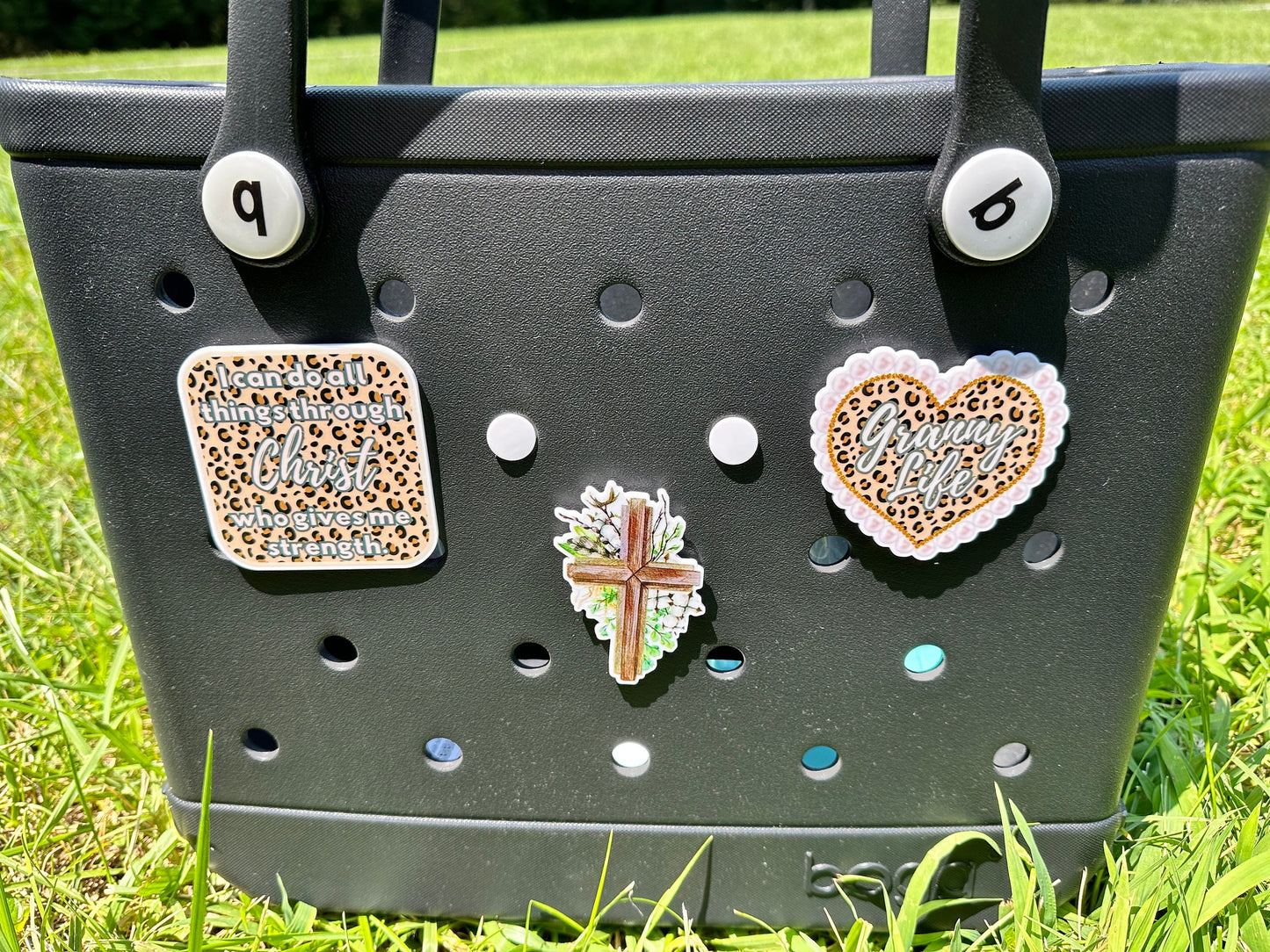 granny life Bogg compatible purse charms, Christian charms for Bogg bags, charms that fit in baby bogg and original bogg bags, cross charms