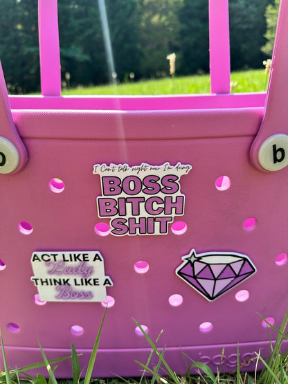 Act like a lady think like a boss for Bogg Bags, Bogg compatible purse charms, purse charms for Bogg bag , hard acrylic purse charm