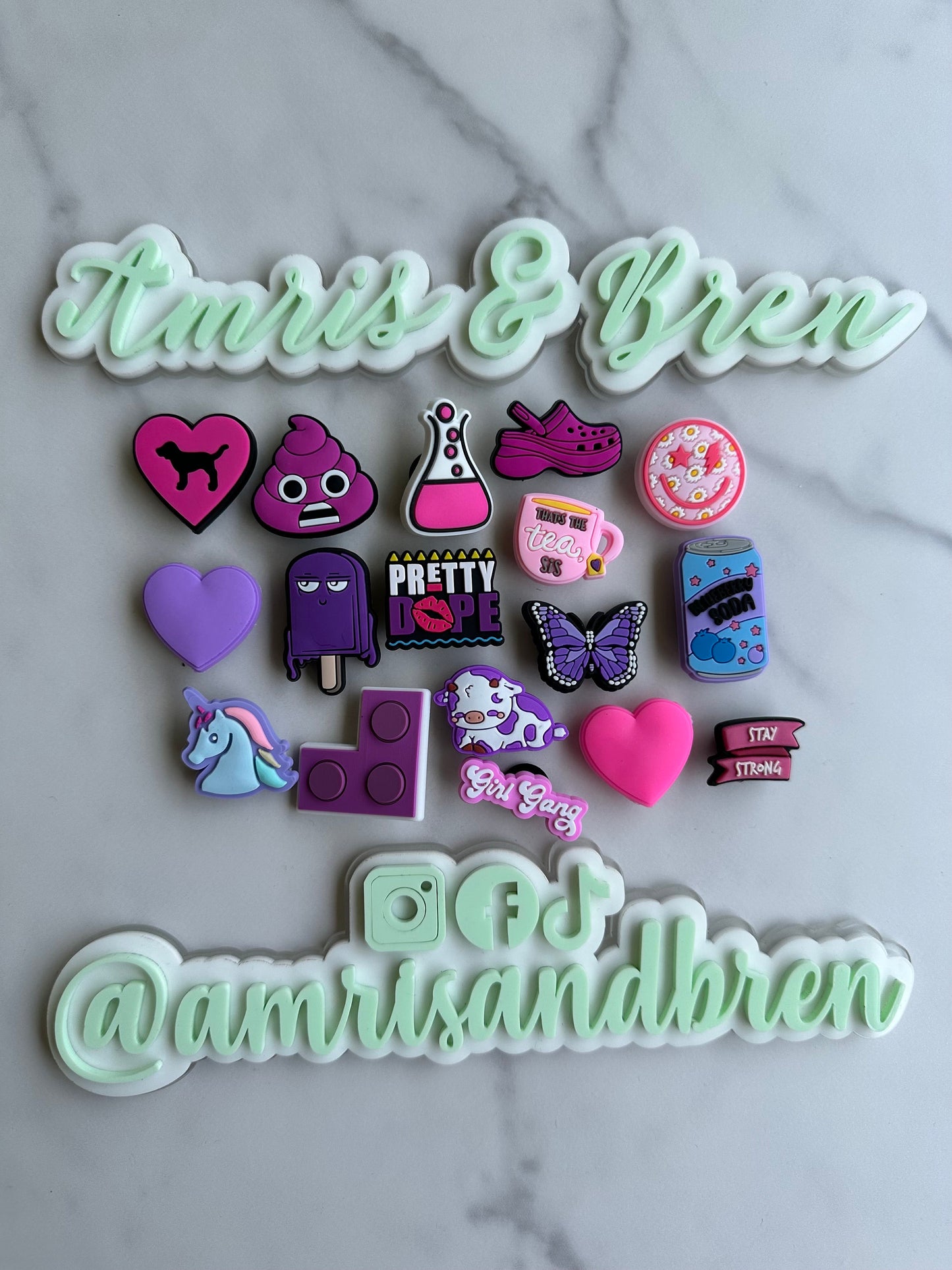 New trending Pink and purple croc compatible shoe charms, clog charms, pink heart charm, shoe decoration, plastic shoe charms for crocs