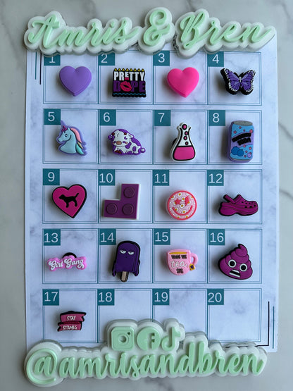 New trending Pink and purple croc compatible shoe charms, clog charms, pink heart charm, shoe decoration, plastic shoe charms for crocs