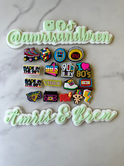 80’s themed shoe charms for Crocs, 90’s Croc compatible shoe charms