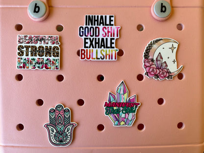 inhale good meditation bogg compatible purse charms, cute charms for bogg bags, charms that fit in baby bogg and original bogg bags