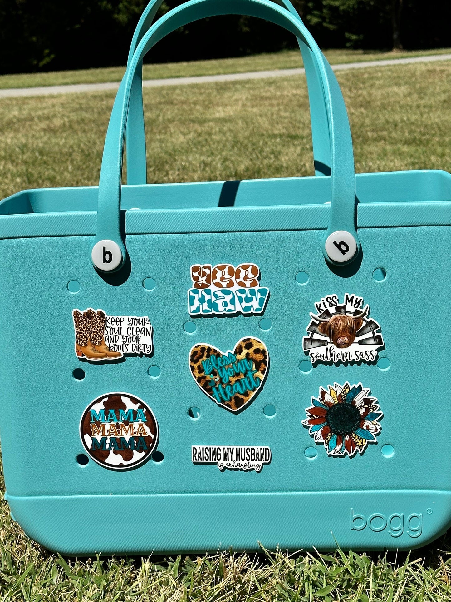 Western themed charms for Bogg bags, Bless your heart bogg compatible charms, yeehaw bit for Boggs, cowprint charms, sunflower