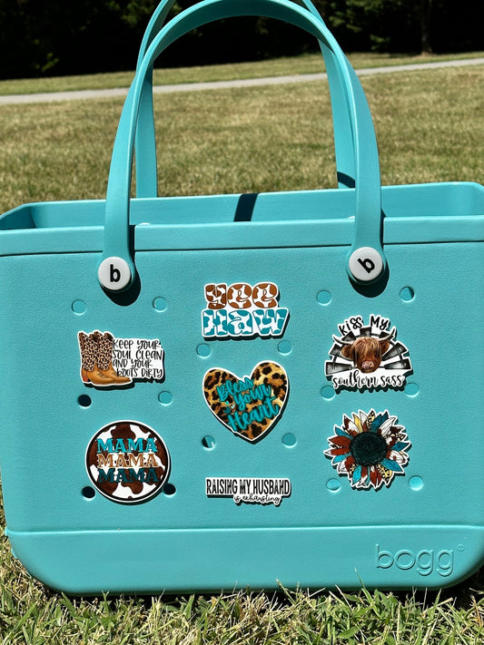Western themed charms for Bogg bags, Bless your heart bogg compatible charms, yeehaw bit for Boggs, cowprint charms, sunflower