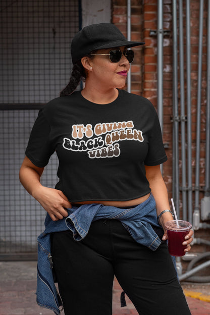 Women's It's giving black queen vibes Festival Crop Top
