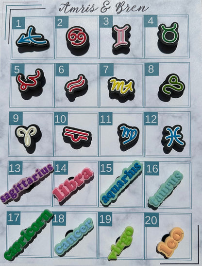 Zodiac Sign Trending Shoe Charms, Special Shoe Charms, Custom Shoes, birthday gifts, Charm Accessories for clogs, Croc Compatible shoe charm