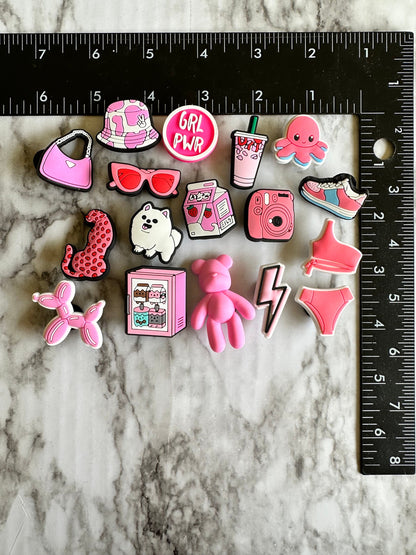 New trending Pink and white croc compatible shoe charms, clog charms, pink evil eye charm, shoe decoration, plastic shoe charms for crocs