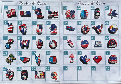 PATRIOTIC THEMED CHARMS,New Trending Shoe Charms For Croc Lovers, Croc Compatible Shoe Charms, Popular Shoe Charms, Clog Compatible charms,