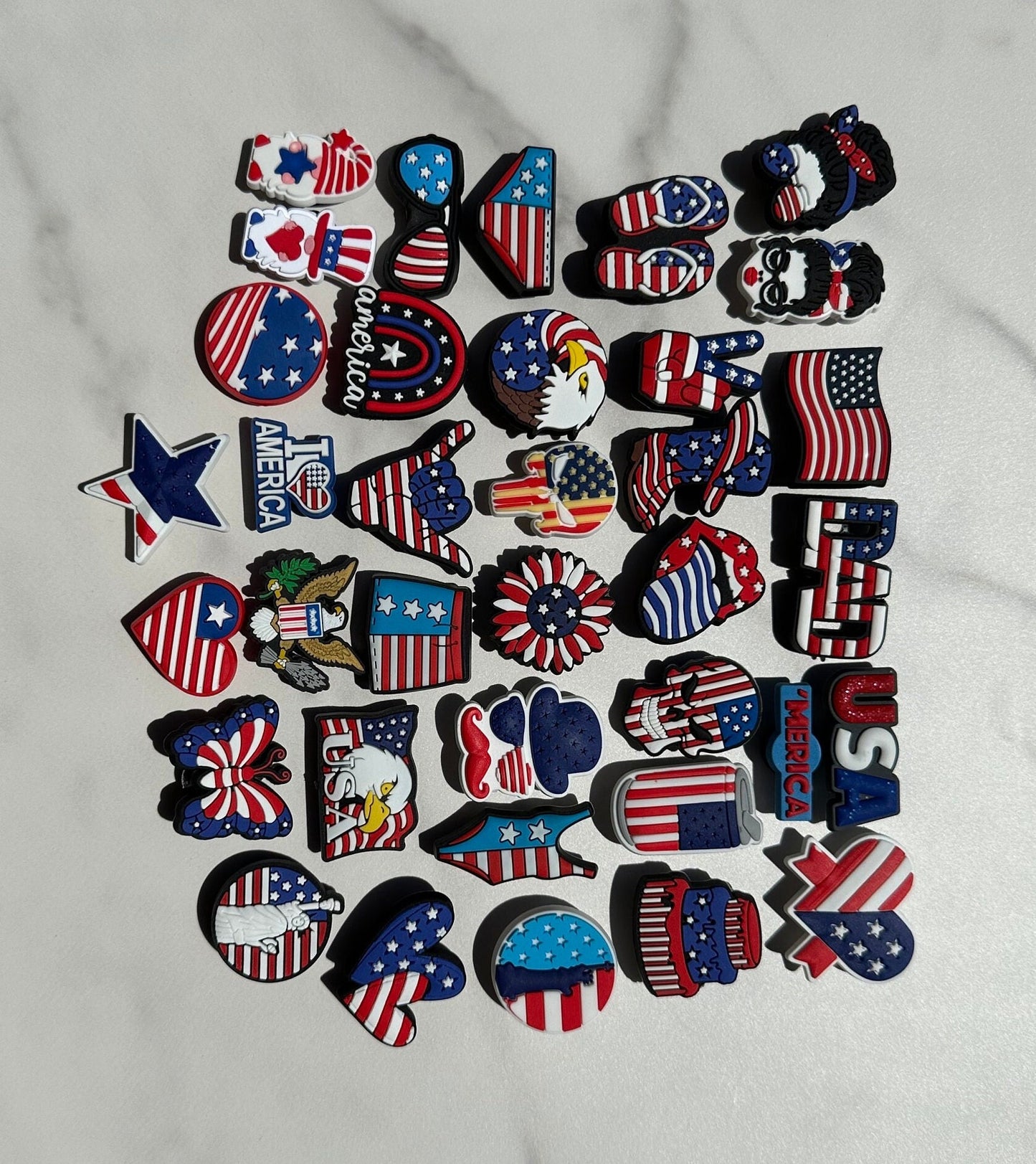 PATRIOTIC THEMED CHARMS,New Trending Shoe Charms For Croc Lovers, Croc Compatible Shoe Charms, Popular Shoe Charms, Clog Compatible charms,